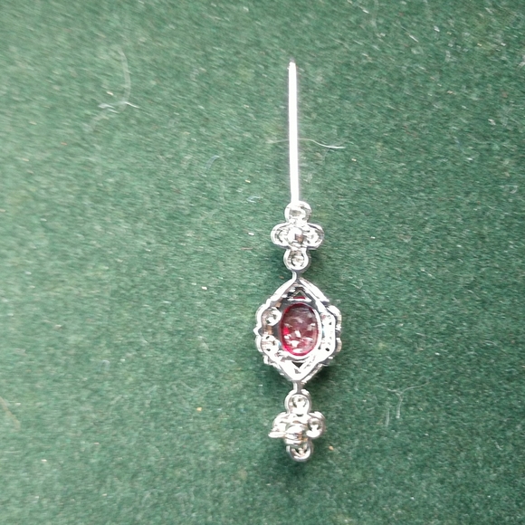 #7 VJ 1980s VINTAGE Platinum Plated asume Simulated Ruby/Garnet Brooch NIB=NWT - Picture 7 of 7